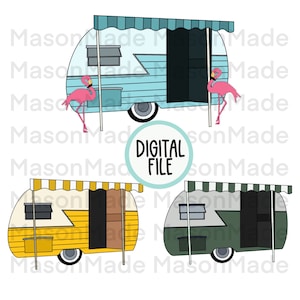 Vintage Camper Graphic, Retro Campers, Camper PNG, Camper Clipart, Vintage Campers Clipart
