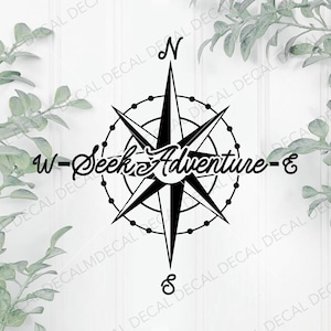Seek Adventure Decal, Compass Decal, Vinyl Decal, Decal for Camper, Fifth Wheel Decal, Travel Decal, Camper Decoration