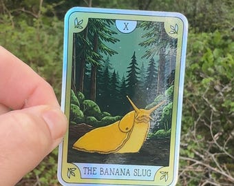Holographic Banana Slug Sticker, Banana Slug Lover, Pacific Banana Slug, Waterproof Sticker