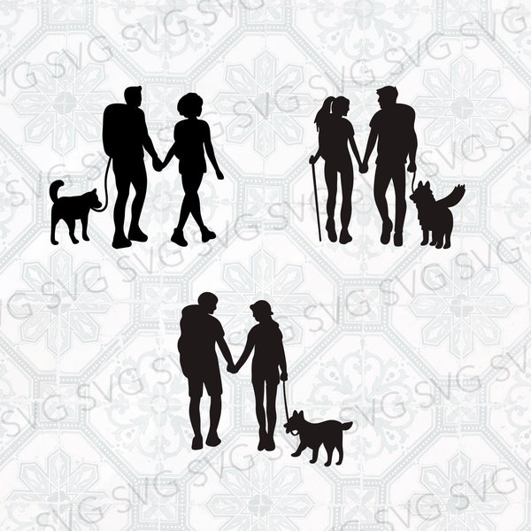 Hiking Couple Silhouette SVG, Hiking SVG bundle, Hiking Couple Holding Hands Svg, Hiking with Dogs Svg, Hikers Svg, Hiker Digital Design