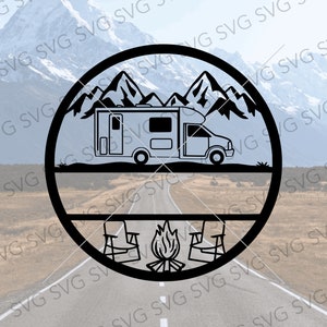 B Plus Motorhome SVG, Motorhome SVG, Camper Svg, Camper Cut File, Camper Cutting File, Motorhome Circle Frame