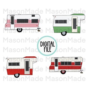 Vintage Camper Graphic, Retro Campers, Camper PNG, Camper Clipart, Vintage Campers Clipart, Camper Printable