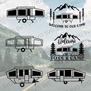 Pop Up Camper SVG Bundle, Camper Trailer, Camper SVG, Camper Cut File, Camper Cutting File