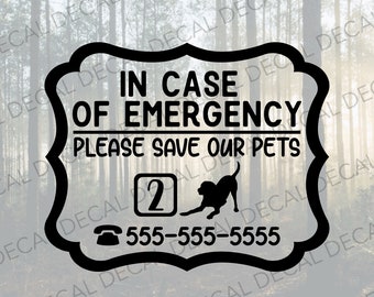 In Case of Emergency Dog Decal, Save My Pets Decal, Emergency Pet Decal, Emergency Pet Window Sticker, RV Rescue My Pets Decal, RV Pets