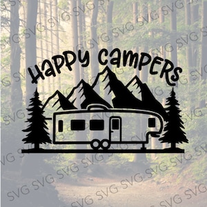 Fifth Wheel SVG, Happy Campers Fifth Wheel, Camper SVG, Camper Cut File, Camper Cutting File, Svg for Fifth Wheel
