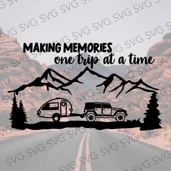 Teardrop Mountains SVG, Teardrop Camper, Camper Cut File, Camper Cutting File, Tab Camper