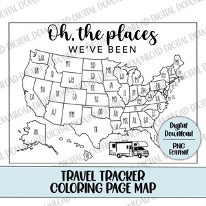 Oh the Places We've Been Travel Tracker Map, Class C Travel Map, US Travel Map, Druckbare Reisekarte, Coloring Tracker Karte, Digitale Datei