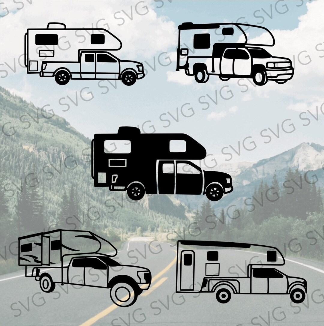 Truck Camper SVG Bundle, Truck Camping, Camper SVG, Truck Bed Camper