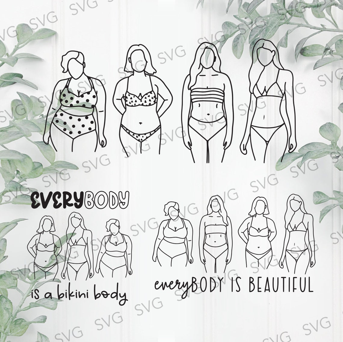 Body Positivity SVG, Bikini Svg, Women in Swimsuit Svg, Woman Body Svg ...