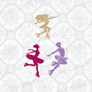 Figure Skater SVG, Ice Skating Cut File, Figure Kating Silhouette, SVG Bundle, Female Figure Skater Svg,