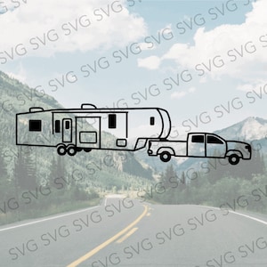 Truck Towing Fifth Wheel, Fifth Wheel SVG, Camper SVG, Camper Cut File, Camper Cutting File, Svg for Fifth Wheel