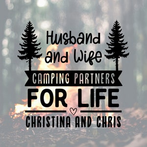 Personalized Camper Decal, Husband and Wife Camping Partners For Life, RVer Decal, Camper Decal, Camping Partners Decal, Vinyl Decal