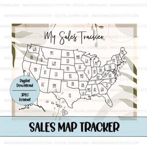 Carte etsy Sales Tracker, Carte des ventes aux États-Unis, Carte imprimable, Suivi des ventes à colorier, Carte des ventes, Fichier numérique