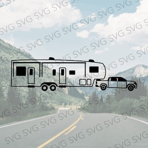 Truck Towing Fifth Wheel, Fifth Wheel SVG, Camper SVG, Camper Cut File, Camper Cutting File, Svg for Fifth Wheel