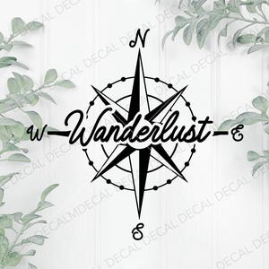 Wanderlust Compass Decal, Vinyl Decal, Decal for Camper, Fifth Wheel Decal, Travel Decal, Camper Decoration