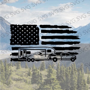 American Flag Fifth Wheel SVG, Camper SVG, Patriotic Camper Decal, Camper Cutting File, SVG for Fifth Wheel