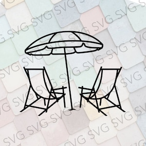 Beach Chairs With Umbrella SVG, Beach SVG
