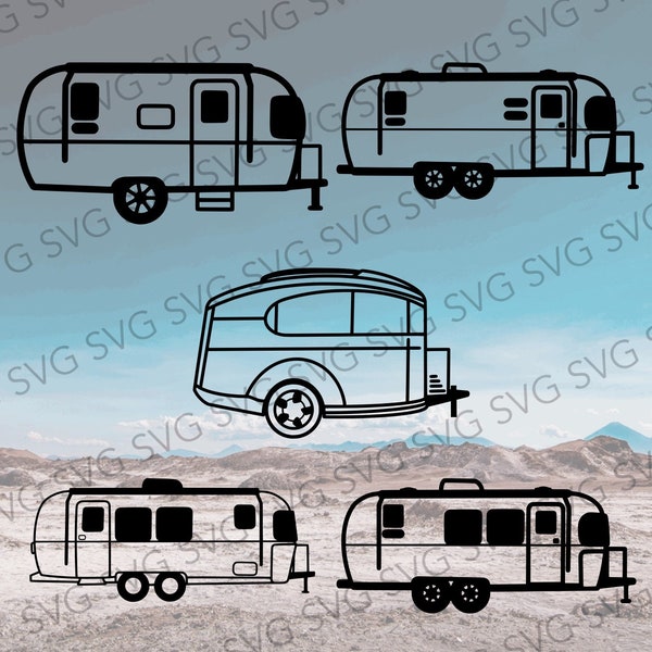 Aluminium Camper SVG Bundle, Mini Camper SVG, Camper SVG, Camper geschnitten Datei, Camper Schneidedatei, Aluminium Camper SVG, realistische Camper SVG