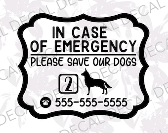 In Case of Emergency Shepherd Decal, Save My Dog Decal, Emergency Pet Decal, Emergency Pet Window Sticker, RV Rescue My Pets Decal, RV Pets