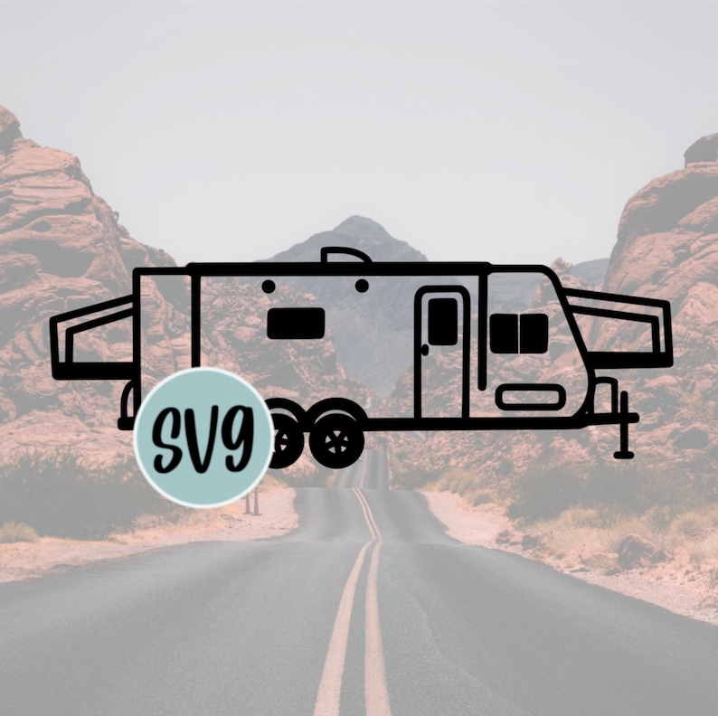 Hybrid Camper SVG, Camper Trailer, Camper SVG, Camper Cut File, Camper Cutting File image 1