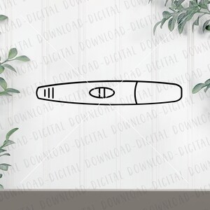 Puede incluir: Un dibujo en blanco y negro de una prueba de embarazo con dos líneas que indican un resultado positivo.