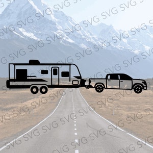 Lkw-Zuganhänger SVG, Reiseanhänger SVG, Camper SVG, Camper Schnittdatei, Camper Schneidedatei, Svg für Camper