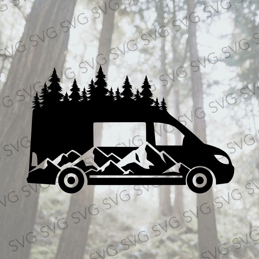 Van Trees SVG, Camper Van SVG, Camper Cut File, Pop UP Camper Van, Van