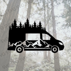 Van Trees SVG, Camper Van SVG, Camper Cut File, Pop UP Camper Van, Van Camper Cutting File