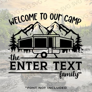 Pop Up Camper SVG, Welcome To Our Camp, Family Name Pop Up SVG, Camper SVG, Camper Cut File, Camper Cutting File, Svg for Camper
