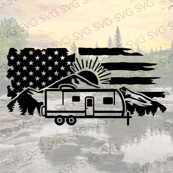 Vintage Rv Camper Trailer American Flag T-Shirt Vintage Rv Camper Trailer American Flag T-Shirt