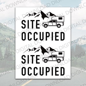 Site Occupied Printable, Campsite Occupied DIY, Truck Camping, DIY Site Occupied Sign
