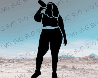 Female Hiker SVG, Workout Girl Cut File, Plus Size Hiker Cut File, Hiking SVG, Hiker Silhouette SVG