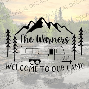 Personalized Welcome to Our Camp Travel Trailer Decal, Personalized Camper Decal, RVer Decal, Camper Decal, Vinyl Decal