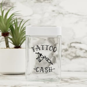 Tattoo Saving Jar Decal, Tattoo Fund DIY, New Tattoo Fund Decal, DIY Savings Jar, DIY Piggy Bank, Vinyl Decal, Tattoo Cash Decal