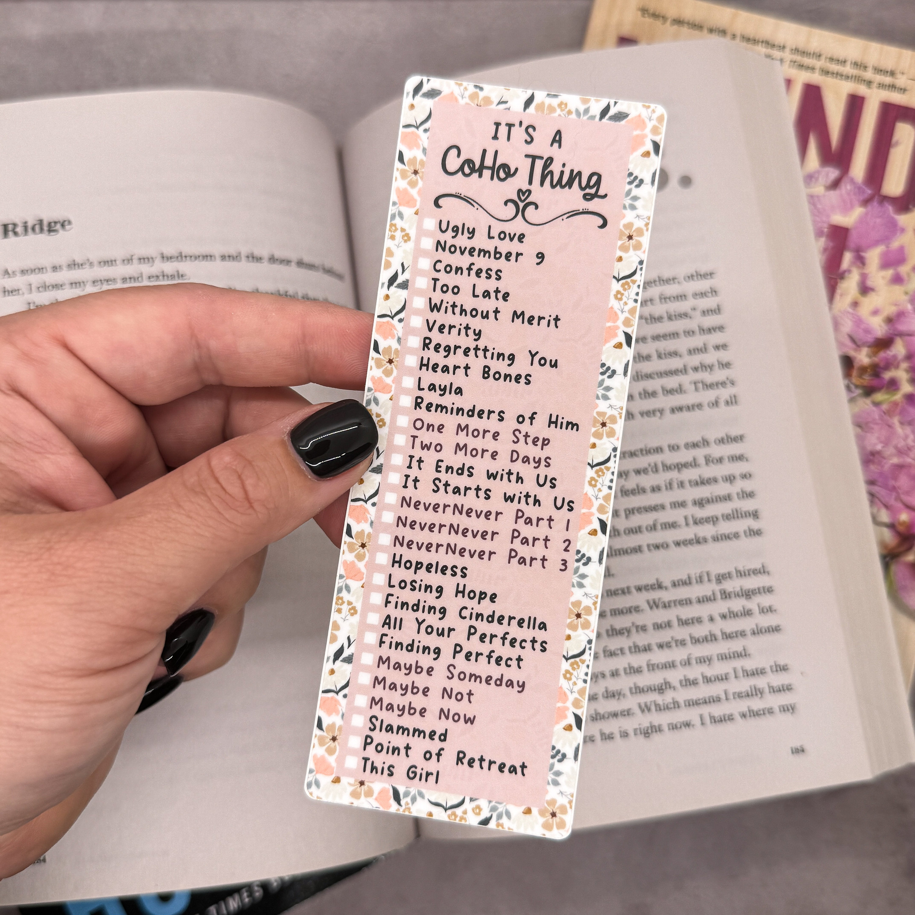 Colleen Hoover Bookmark Sticker Pink, Colleen Hoover Reading List, CoHo Book List, CoHo Sticker, Colleen Hoover Fan, CoHo Gift