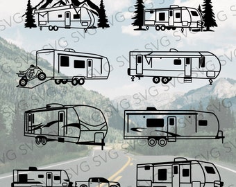 Travel Trailer SVG Bundle, Camper Trailer, Camper SVG, Camper Cut File, Camper Cutting File, Realistic Travel Trailer SVG