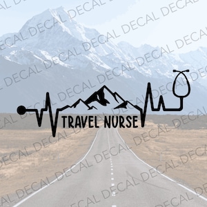 Travel nurse Decal, Stethoscope Mountains Decal, Sticker for Travel Nurse, Travel Nurse Car Decal, Travel Nurse, Vinyl Decal