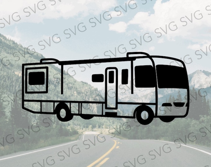 Class A RV Motorhome Svg, Motor Home Bus Camping Scene Png, Camper ...