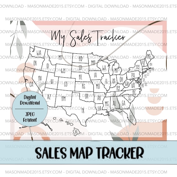 Etsy Sales Tracker Map US Sales Map Printable Map Coloring | Etsy