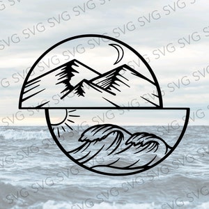 Mountains and Ocean SVG, Mountain Cut File, Traveler SVG, SVG for Traveler, Ocean Svg, Traveler Cut File