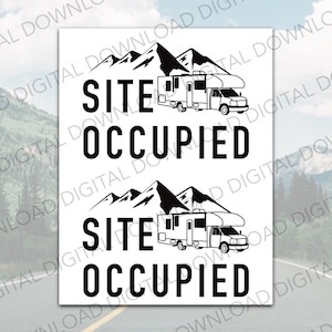 Site Occupied Printable, Campsite Occupied DIY, Class C Camper, DIY Site Occupied Sign