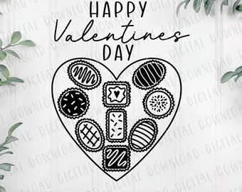 Happy Valentine's Day SVG, Valentine Chocolate SVG, Heart Chocolate Valentine's, Box of Chocolate's SVG, Valentine Digital File