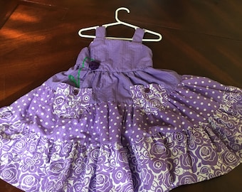 Girls Garden Dress, Purple, One of a Kind, handmade, possible bridesmaid dress for outdoor wedding