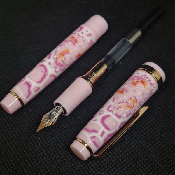 Pink Koi Pool Fountain Pen Hand‑Customised – Jinhao 82
