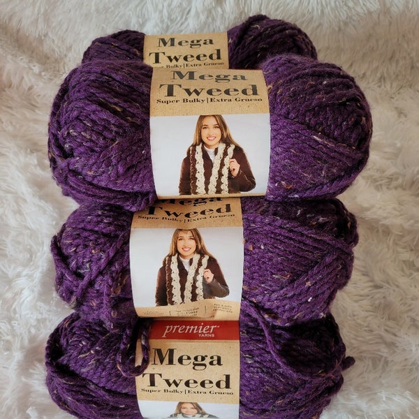 Premier Mega Tweed yarn large skeins in Grape Tweed