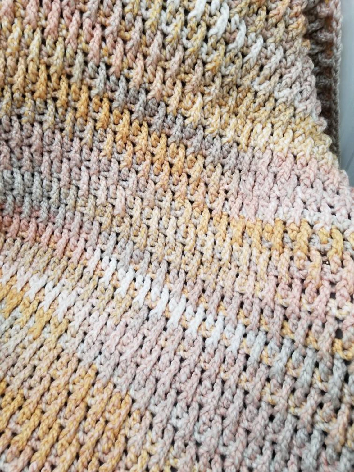 Crocheted Baby Blanket With Loops and Threads Copenhagen Yarn Etsy