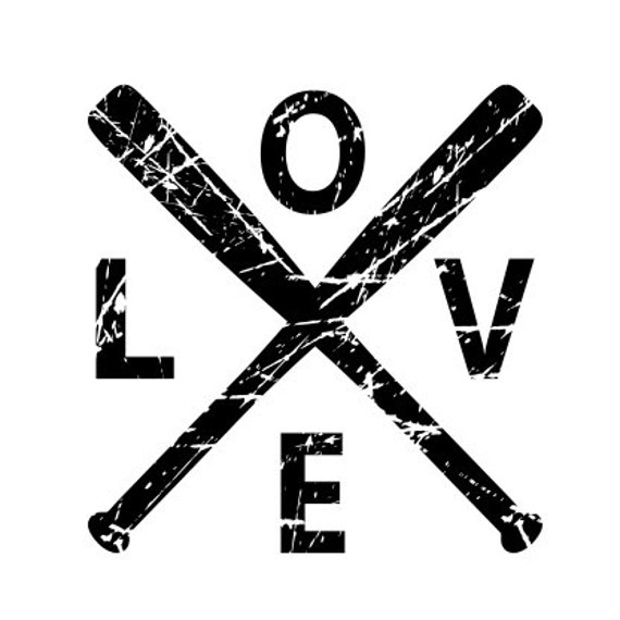 Distressed Love Baseball With Crossed Bats Svg Cricut Cut Etsy