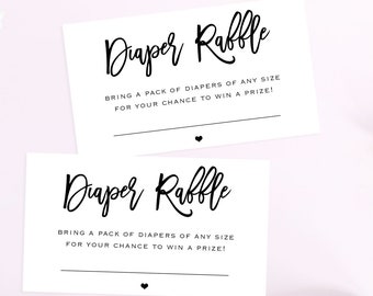 Printable Baby Shower Game, Diaper Raffle Ticket, Printable Diaper Raffle Ticket, Diaper Raffle Cards, Diaper Raffle Insert