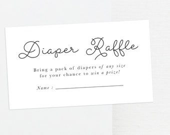 Printable Baby Shower Game, Diaper Raffle Ticket, Printable Diaper Raffle Ticket, Diaper Raffle Cards, Diaper Raffle Insert