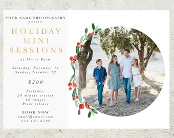 Christmas Tree Farm Session, Winter Mini Session Marketing Board, Winter Minis, Winter Photography Marketing, Photography Marketing Template